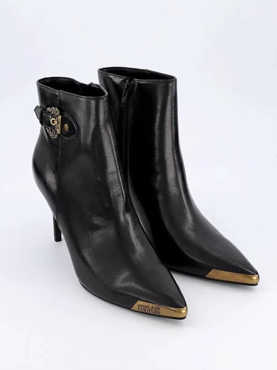 Versace Jeans Couture Scarlett Buckle Heel Ankle Boot - Black | Very