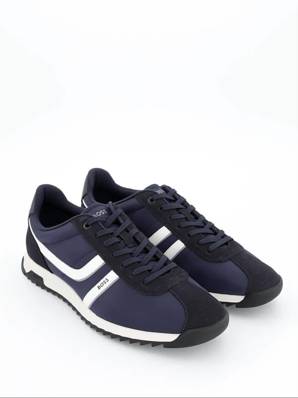BOSS Orange Zayn Nylon Mix Low Profile Trainers - Navy | Very