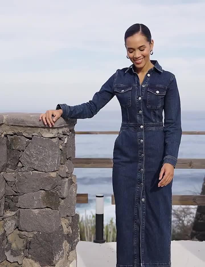 sachin and babi light blue dress Petite Mid Blue Midaxi Denim Dress