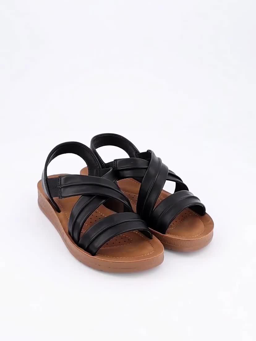 Image thumbnail 7 of 7 of The Very Collection Comfort Flat Sandal With Cross Strap - Black