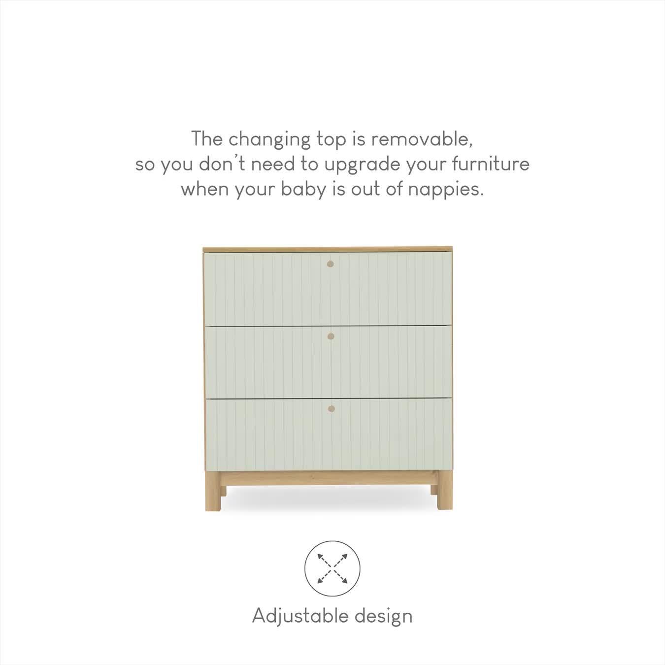 Image thumbnail 7 of 7 of CuddleCo Remi 2pc Set 3 Drawer Dresser, Cot Bed Oak/Green
