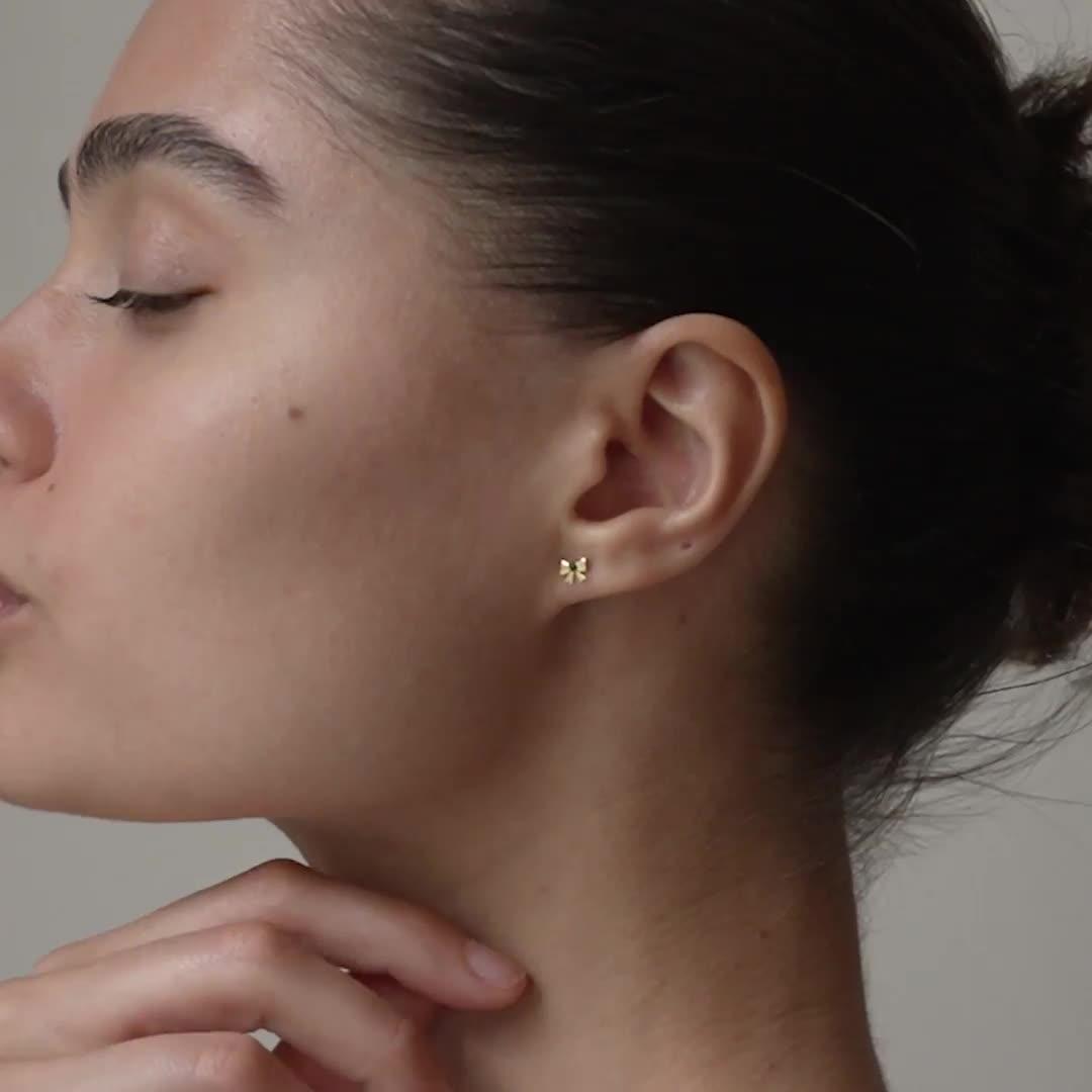 Image thumbnail 4 of 4 of ENAMEL Copenhagen Baby Bow Stud Earrings 18k Gold Plated Sterling Silver
