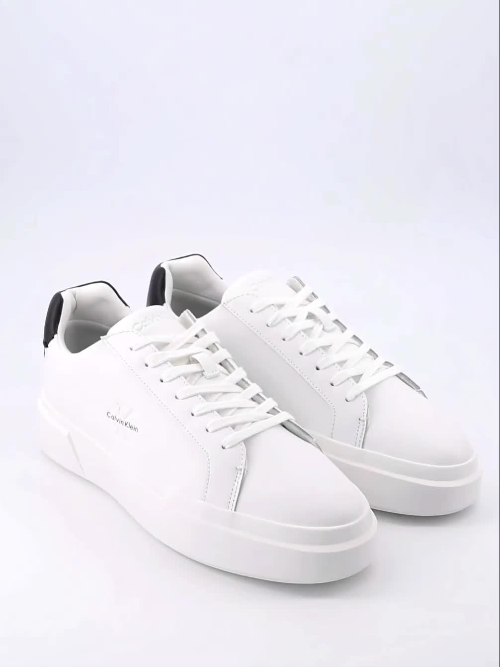 Image thumbnail 7 of 7 of Calvin Klein Chunky Cupsole Laceup Leather Trainer - White/Black