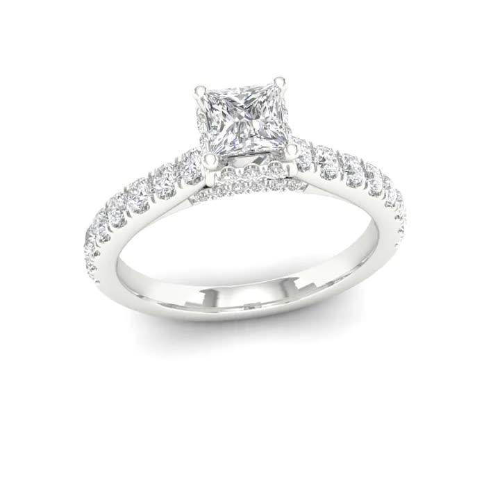 Image thumbnail 7 of 7 of Ernest Jones Engagement Ring 18Ct Gold &amp; Platinum Solitaire Princess Cut 1Ct Diamond Ring - White