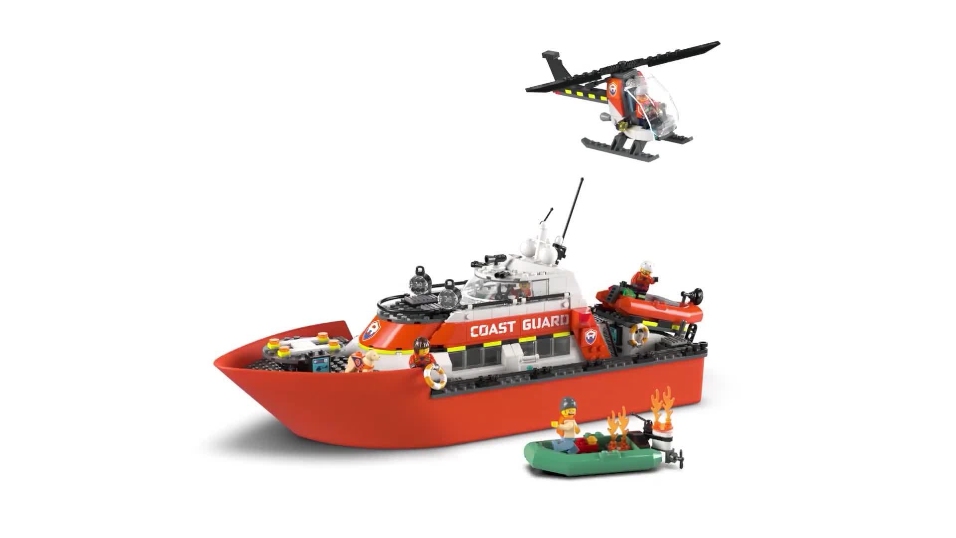 Image thumbnail 8 of 8 of LEGO City Coast Guard Rescue Boat &amp; Helicopter Playset (60504)