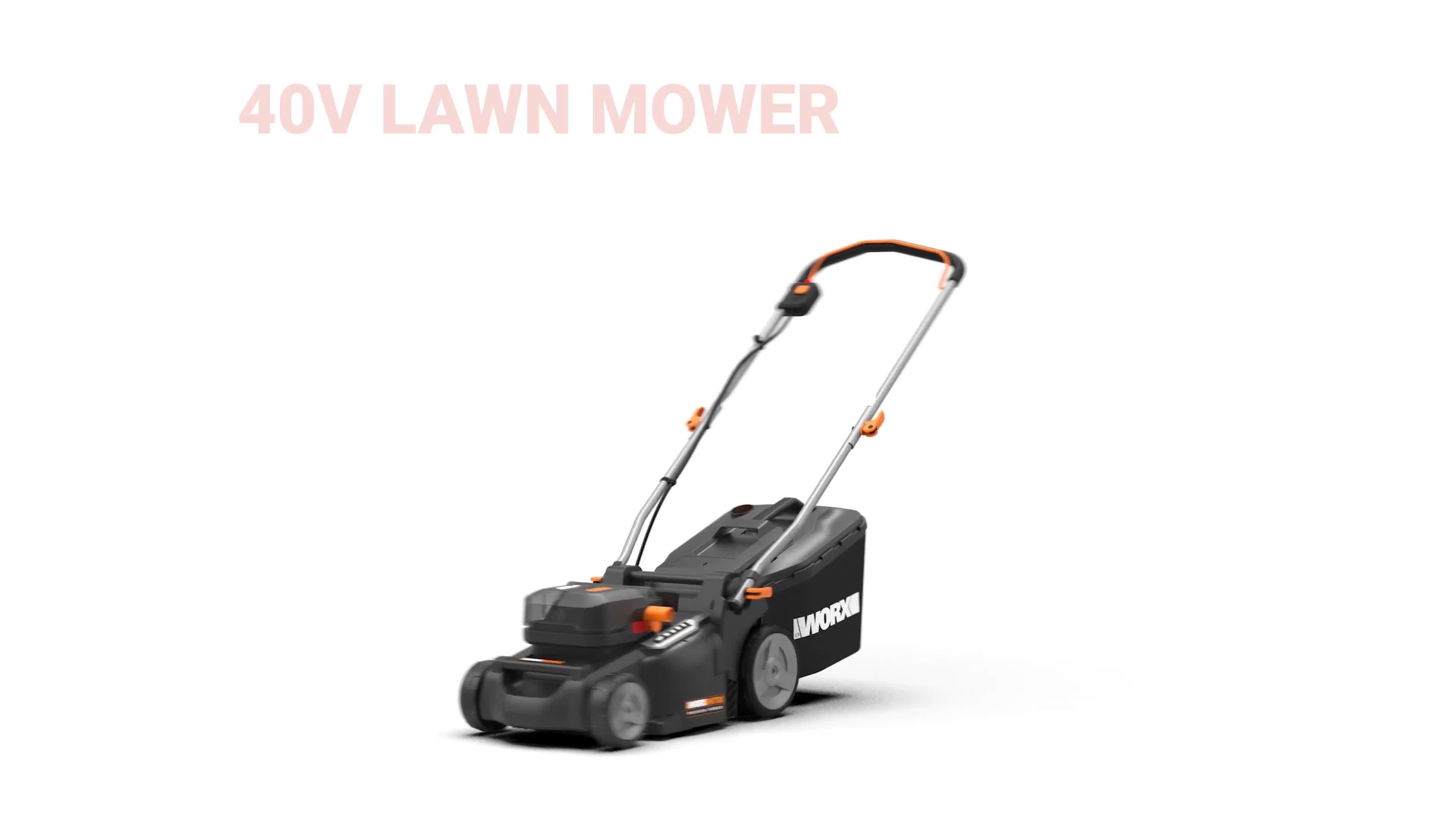 Image thumbnail 7 of 7 of Worx 40V PowerShare 37cm Cordless Brushless Lawn Mower 550m2 with x2 4.0Ah Battery &amp; Charger