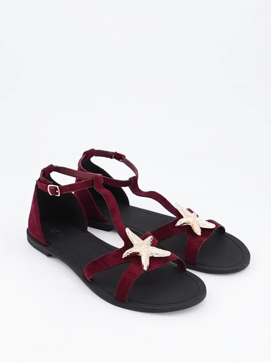 Image thumbnail 7 of 7 of The Very Collection Starfish Flat Sandals - Burgundy