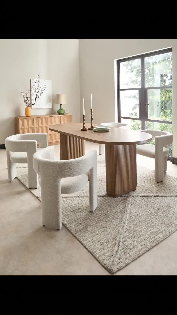 Image thumbnail 8 of 8 of The Very Collection Carina Mid Oak 200cm Oval Dining Table And 4 Nell Boucle Chairs - FSC&reg; Certified