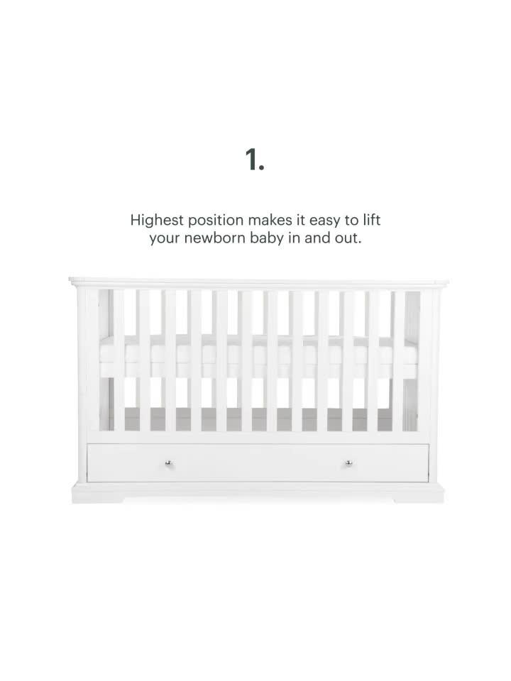 Image thumbnail 6 of 6 of CuddleCo Beaumont 3pc Set - Low Cot Bed - White