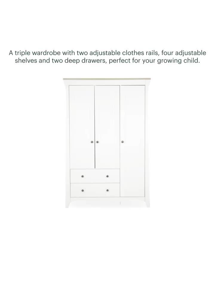 Image thumbnail 6 of 6 of CuddleCo Clara Triple Wardrobe - White &amp; Ash