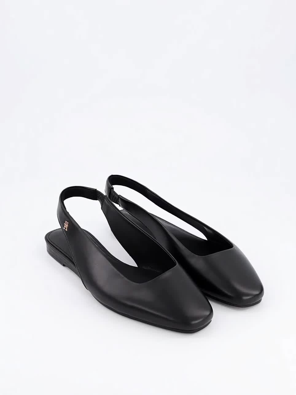 Image thumbnail 7 of 7 of Tommy Hilfiger Th Leather Sling Back Ballerina Shoes - Black