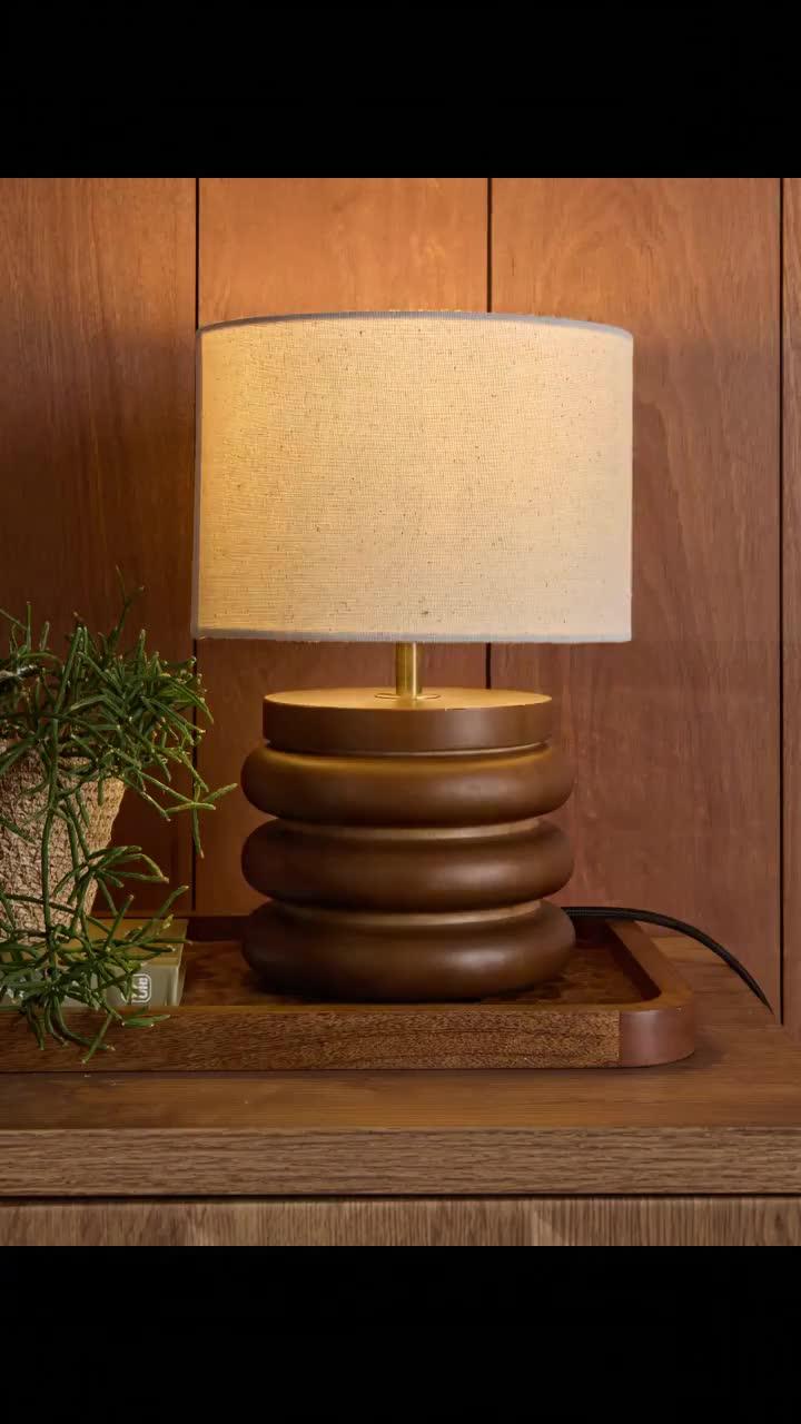 Image thumbnail 8 of 8 of The Very Collection Small Wooden Stacked Table Lamp