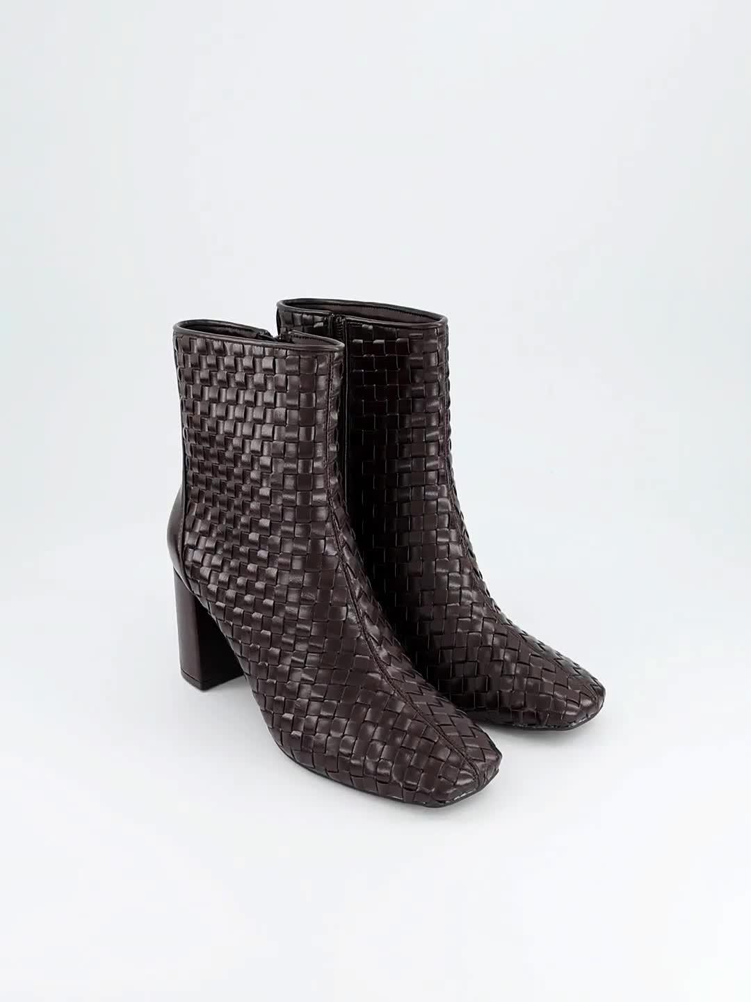 Image thumbnail 7 of 7 of The Very Collection Weave Heeled Ankle Heel Boot - Brown