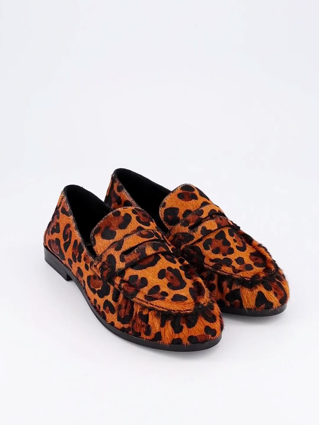 Image thumbnail 7 of 7 of The Very Collection Wide Fit Leather Penny Loafer - Leopard