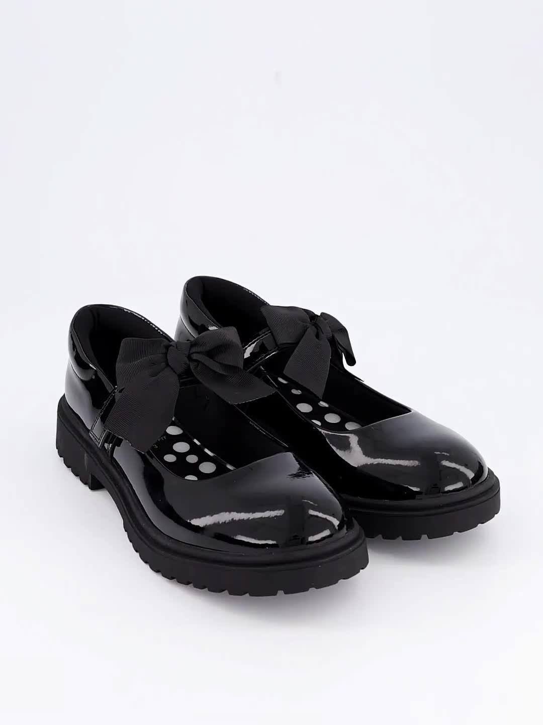 Image thumbnail 8 of 8 of The Very Collection Older Girls Chloe Mary Jane Bow Patent School Shoes - Black