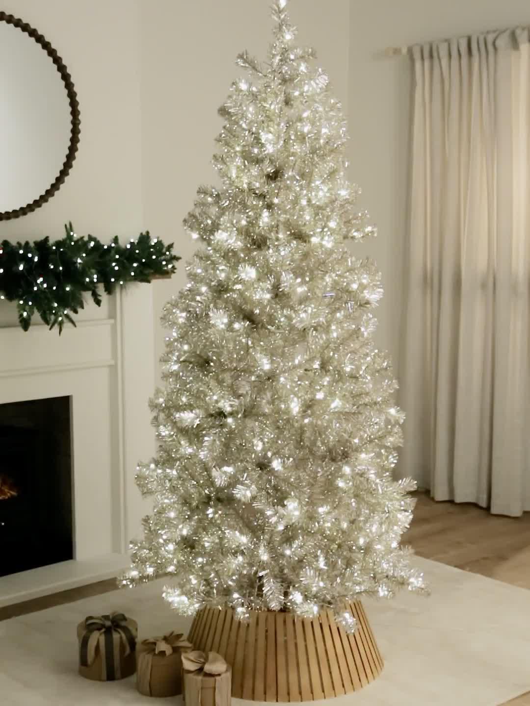 Image thumbnail 8 of 8 of The Very Collection 6Ft Prelit Tinsel Champagne Gold Pre Lit Christmas Tree