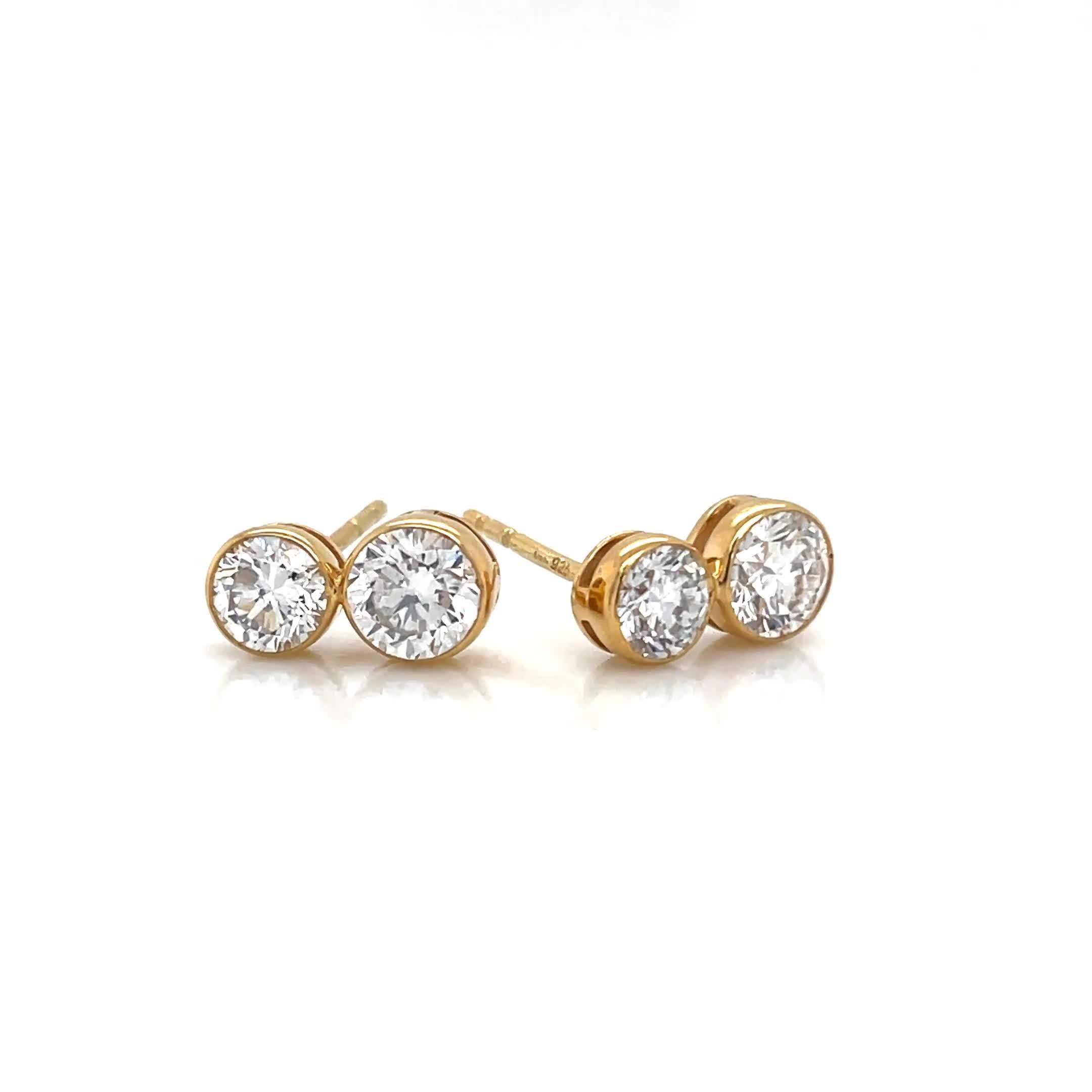 Image thumbnail 6 of 6 of Harriet Sterling Silver &amp; 18Ct Plated Vermeil 1Ct Lab-Grown Diamond Graduate Dew Drop Stud Earrings - Gold