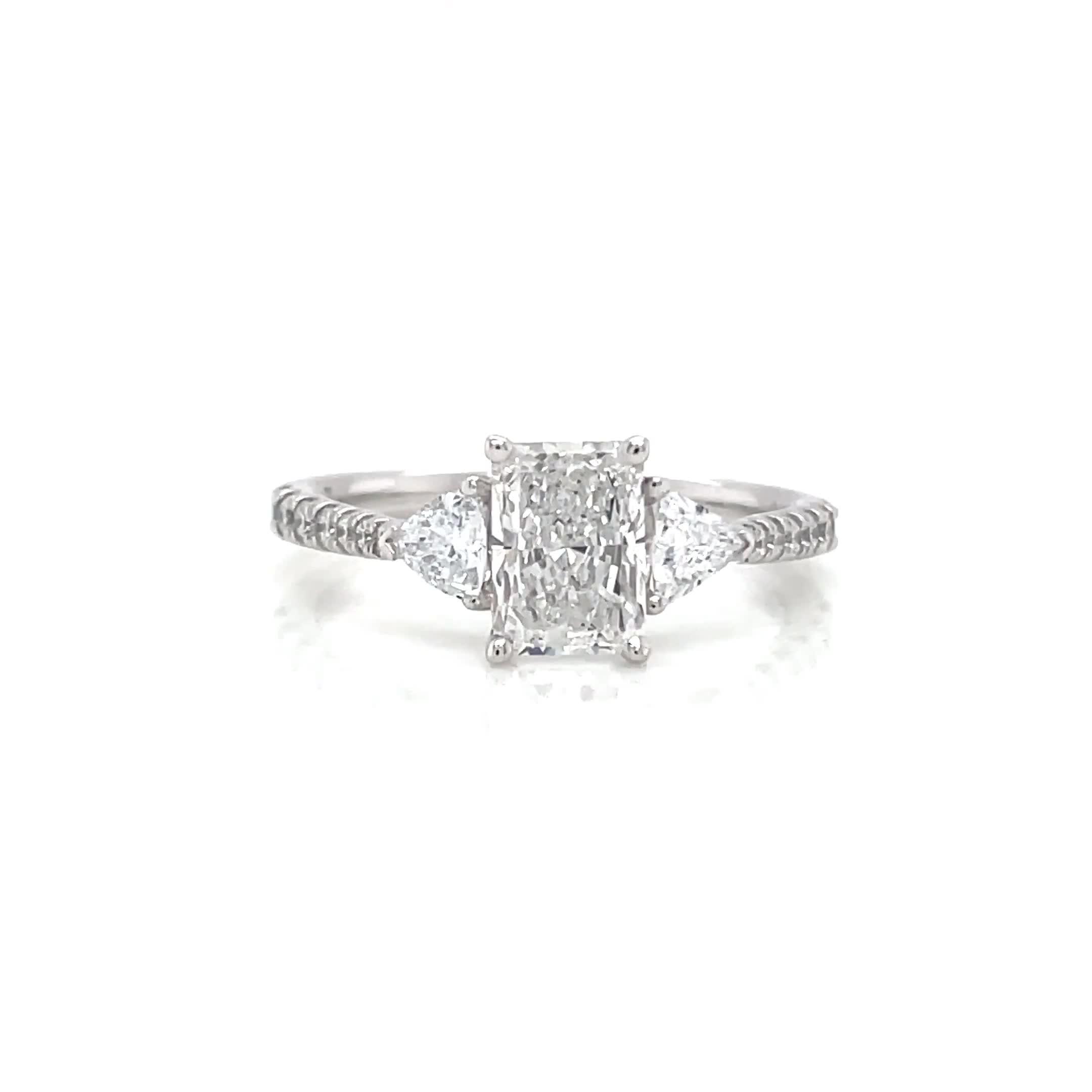 Image thumbnail 7 of 7 of Harriet 1.4Ct Platinum Radiant Trilogy Stone Set Shoulders Lab Grown Diamond Ring