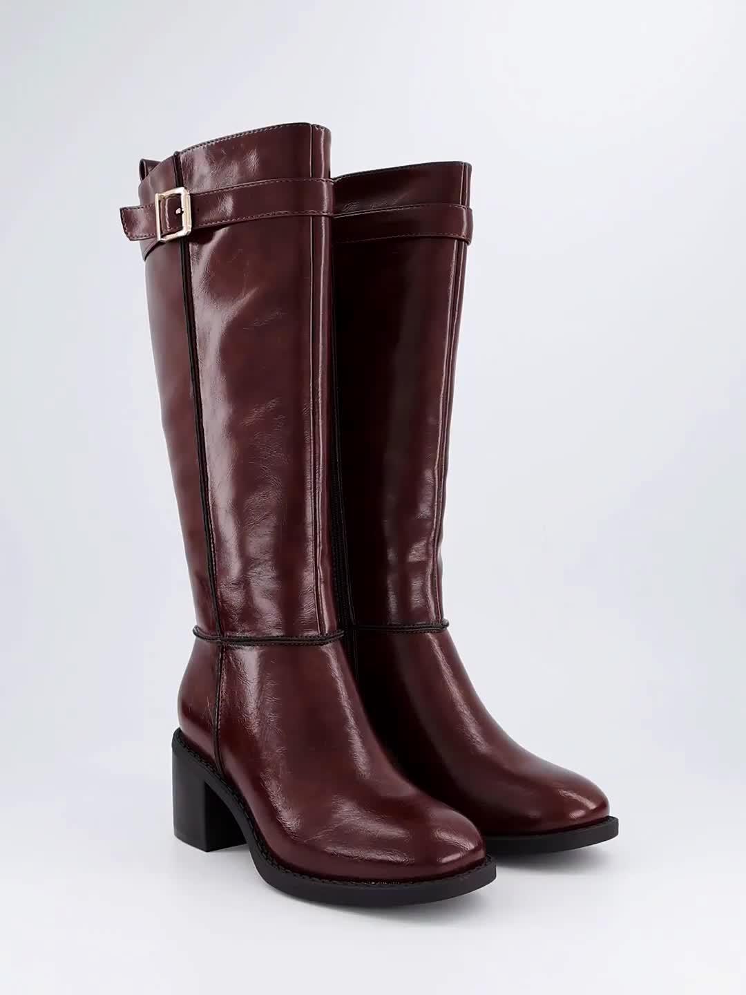 Image thumbnail 7 of 7 of The Very Collection Womens Wide Fit Block Heel Buckle Strap Knee High Boots - Dark Tan