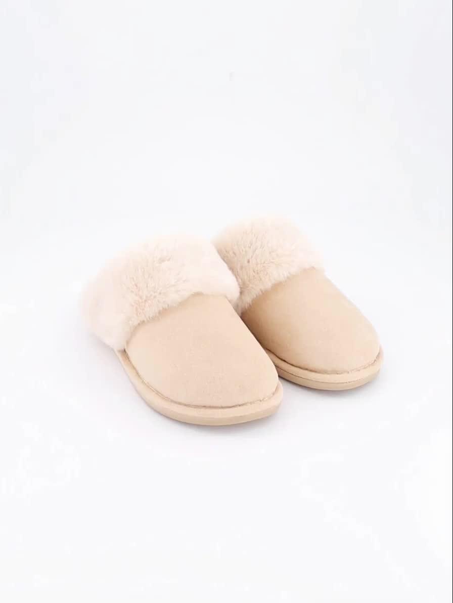 Image thumbnail 7 of 7 of The Very Collection Suedette Mule Slipper With Faux Fur Trim - Sand