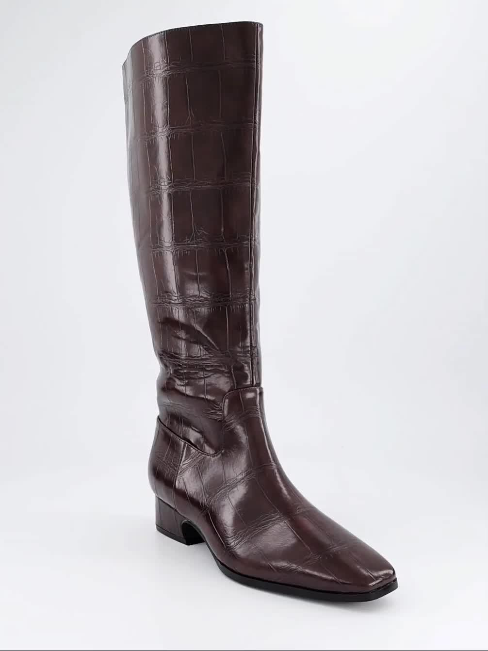 Image thumbnail 8 of 8 of The Very Collection Wide Fit Chisel Toe Croc Knee Boot - Brown