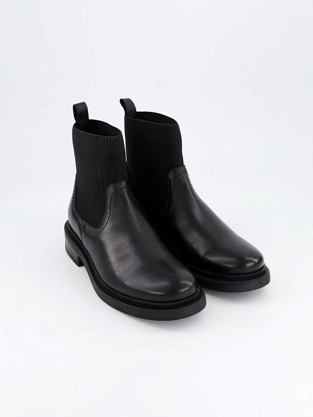 Image thumbnail 7 of 7 of The Very Collection Real Leather Ankle Boot With Rib Sock Detail - Black