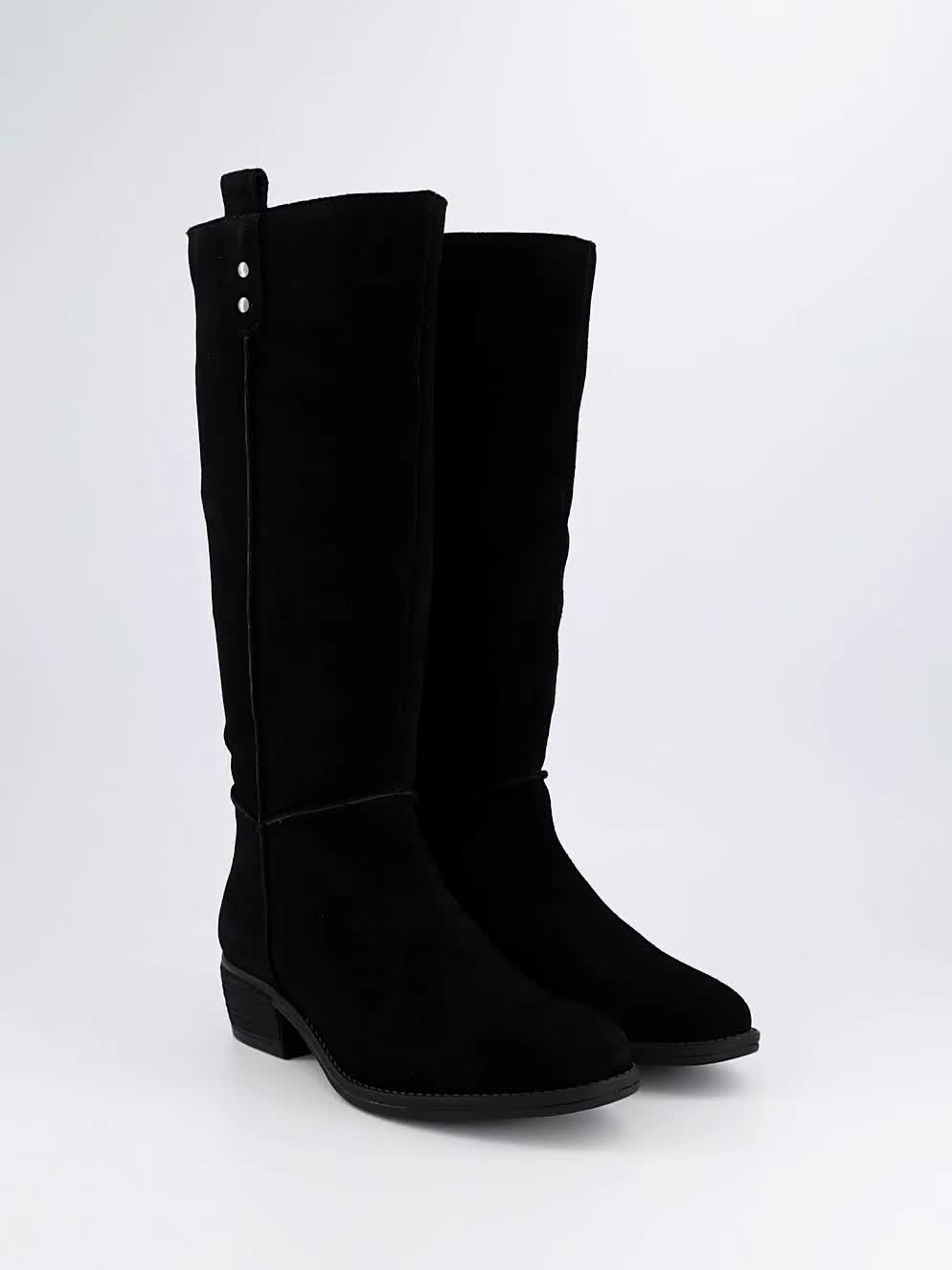 Image thumbnail 8 of 8 of The Very Collection Womens Knee Real Suede Low Block Heel Boots - Black