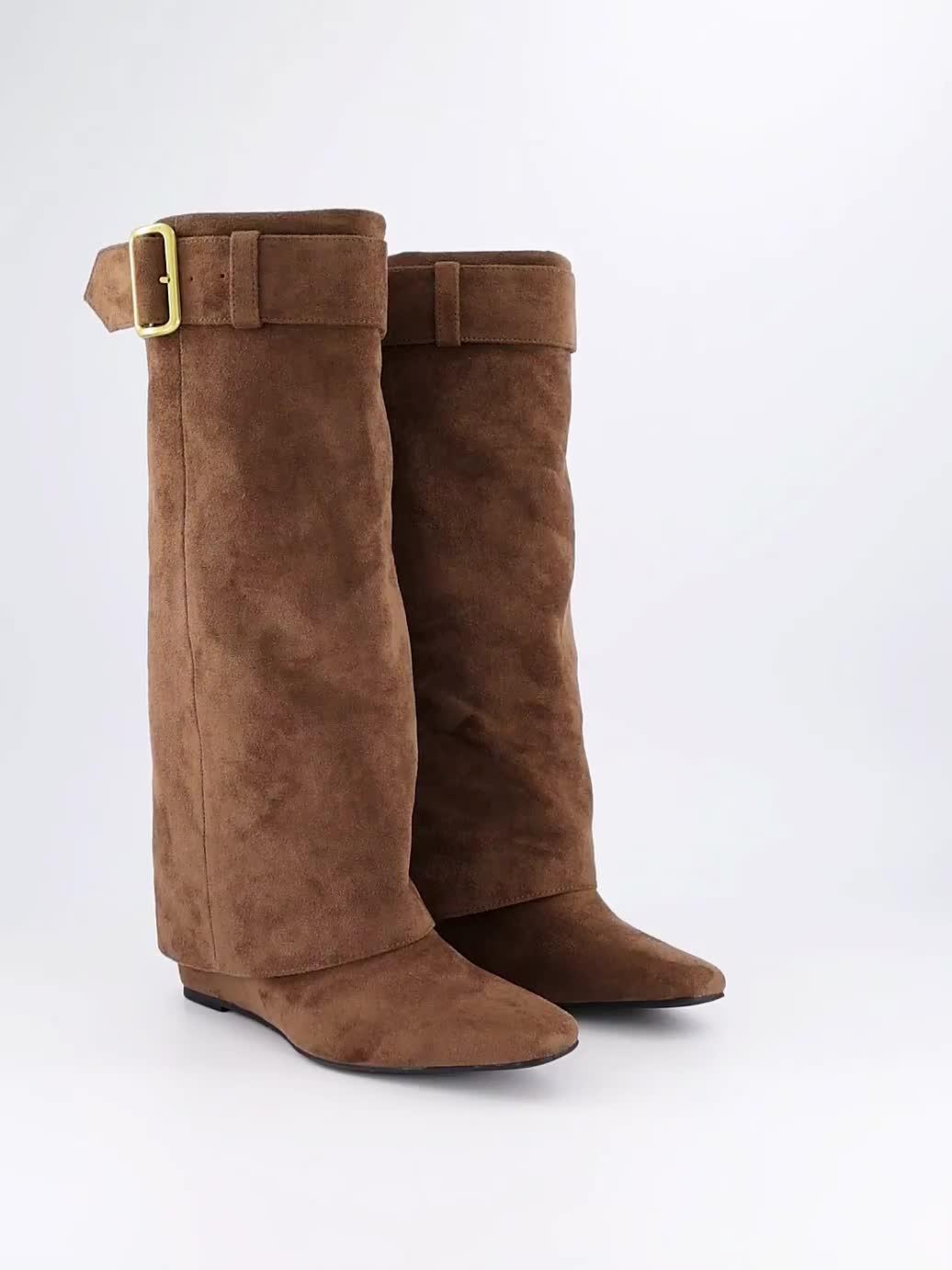 Image thumbnail 8 of 8 of The Very Collection Womens Fold Over Wedge Knee Boots - Khaki