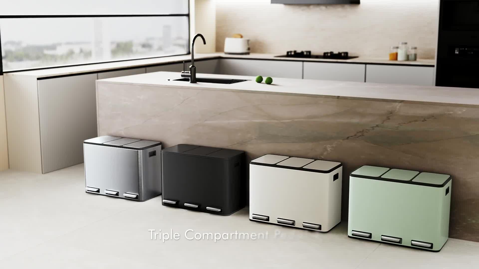Image thumbnail 8 of 8 of Vonhaus Stainless Steel Triple Bin - 45l