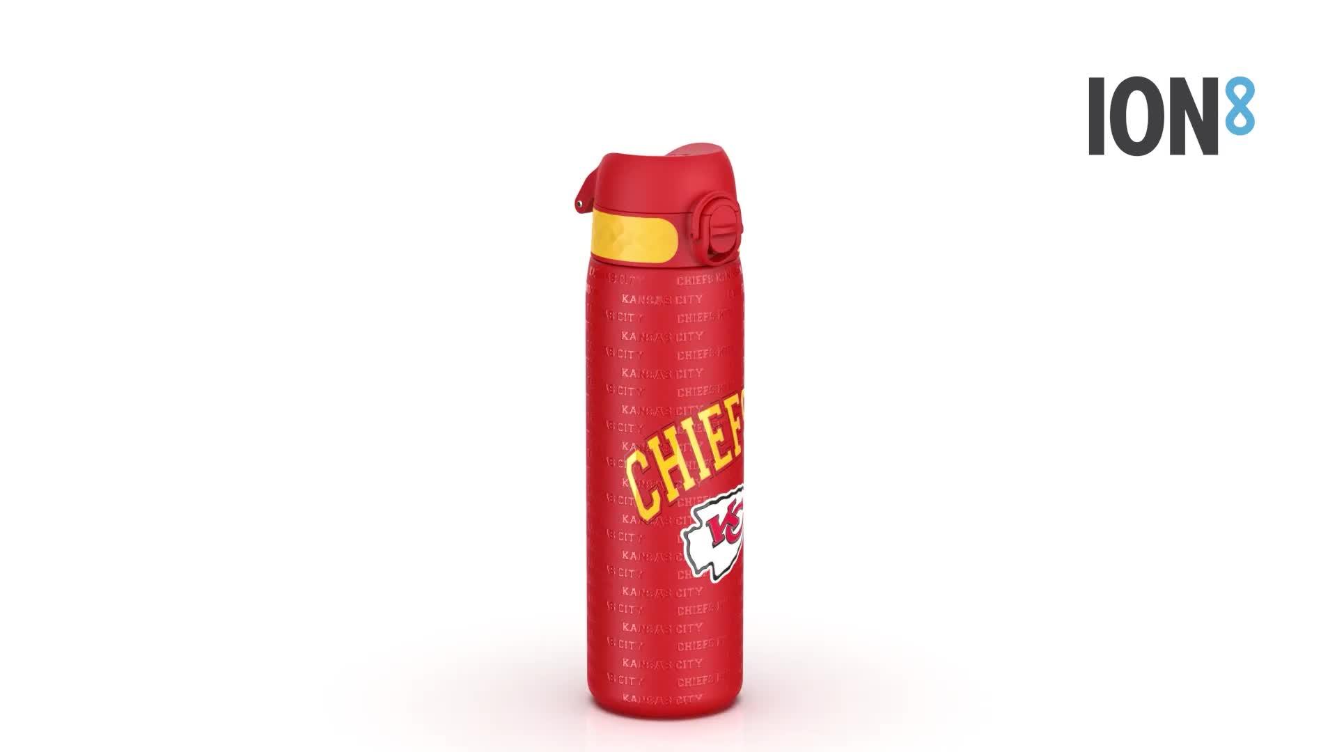 Image thumbnail 5 of 5 of Ion8 Leak Proof Slim Water Bottle, Stainless Steel, Nfl Chiefs, 600ml (20oz)