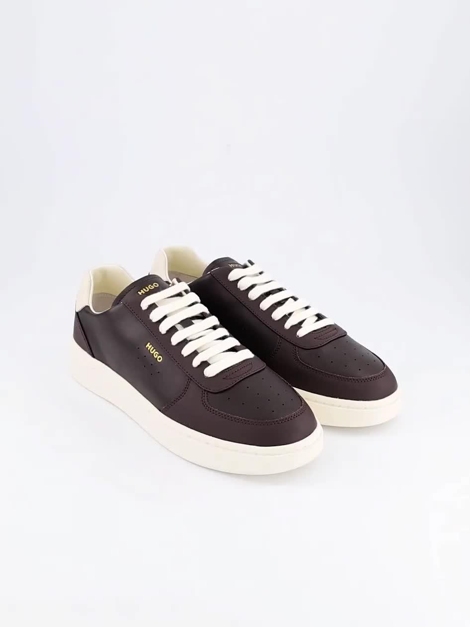 Image thumbnail 7 of 7 of HUGO Mens Neston Leather Cupsole Lace-Up Trainers - Brown