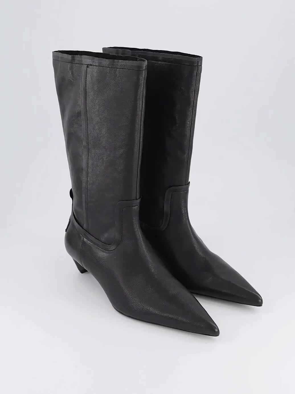 Image thumbnail 7 of 7 of AllSaints Womens Veda Pointed Toe Low Heel Mid Calf Boots - Black
