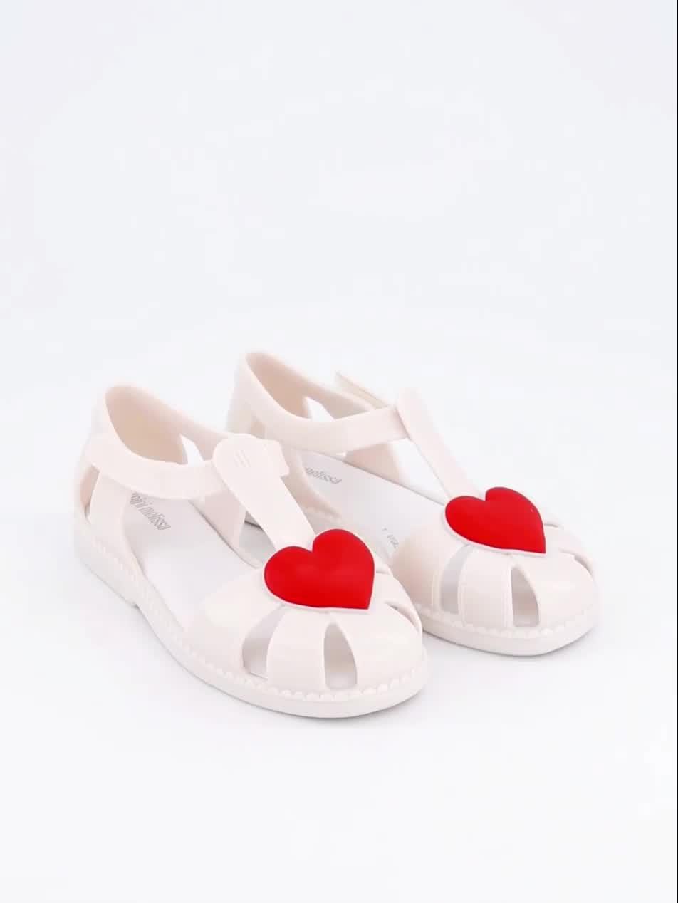 Image thumbnail 7 of 7 of Mini Melissa Girls Hip Heart Ballerina Strap Sandals - White