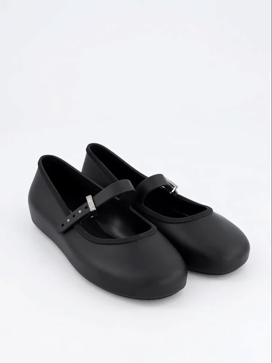 Image thumbnail 7 of 7 of Mini Melissa Girls Mary Jane Strap Soft Ballerina Shoes - Black