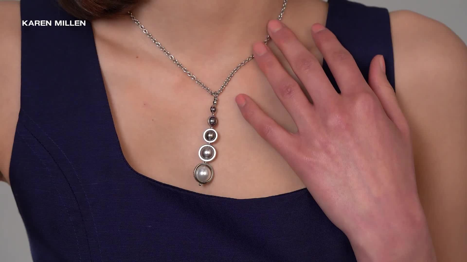 Image thumbnail 8 of 8 of Karen Millen Logo Pearl Pendant Necklace