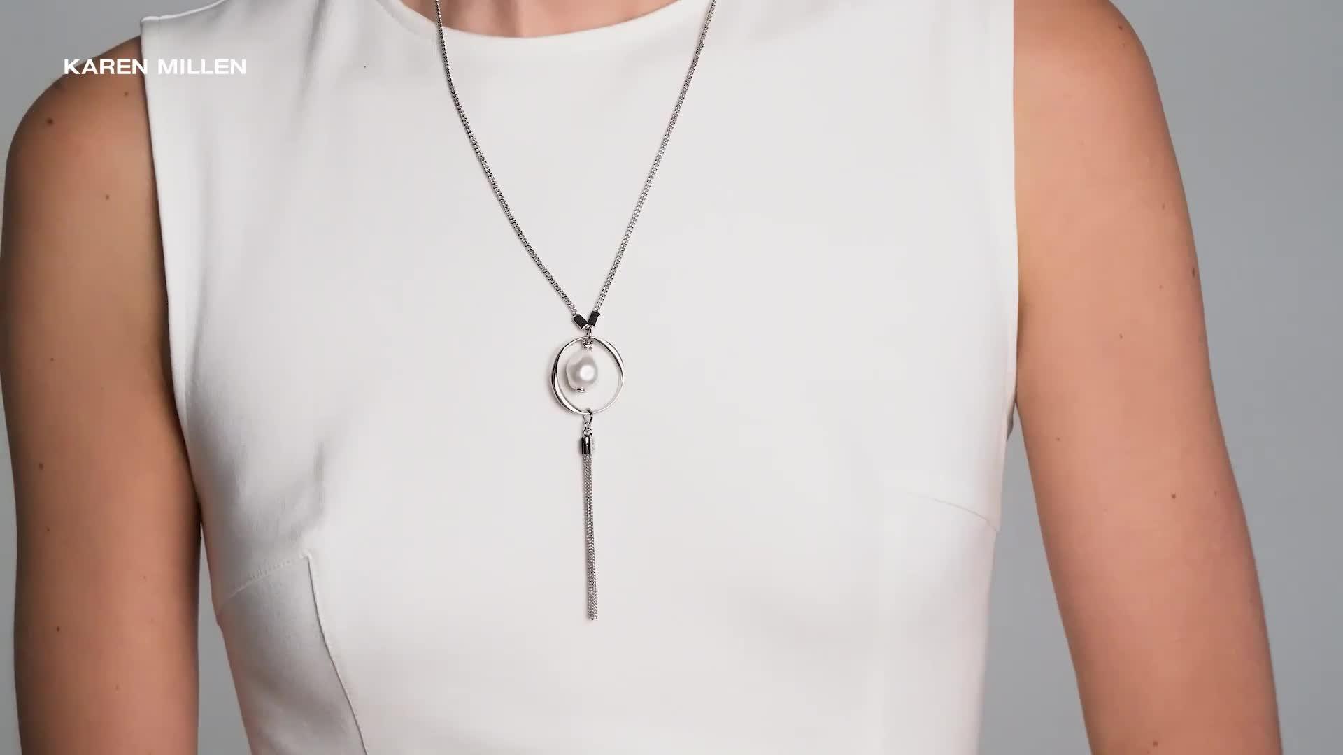 Image thumbnail 7 of 7 of Karen Millen Modern Pearl Pendant Necklace