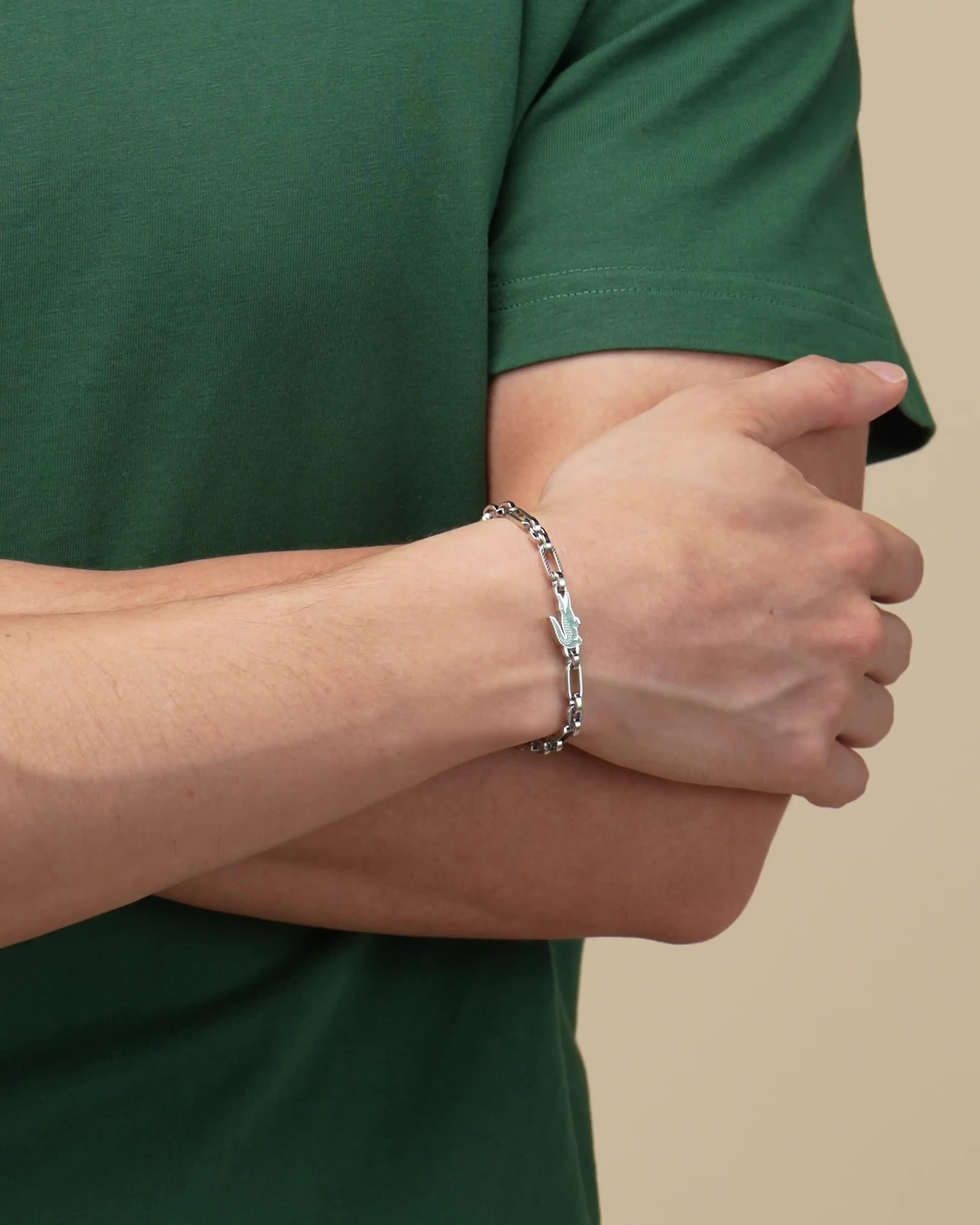 Image thumbnail 5 of 5 of Lacoste Men's Arthor Stainless Steel and Green Enamel Crocodile Bracelet