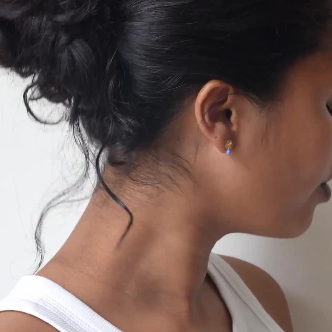 Image thumbnail 3 of 3 of ENAMEL Copenhagen Womens Mio Cornflower Hammered Stud Drop Earrings - Multi