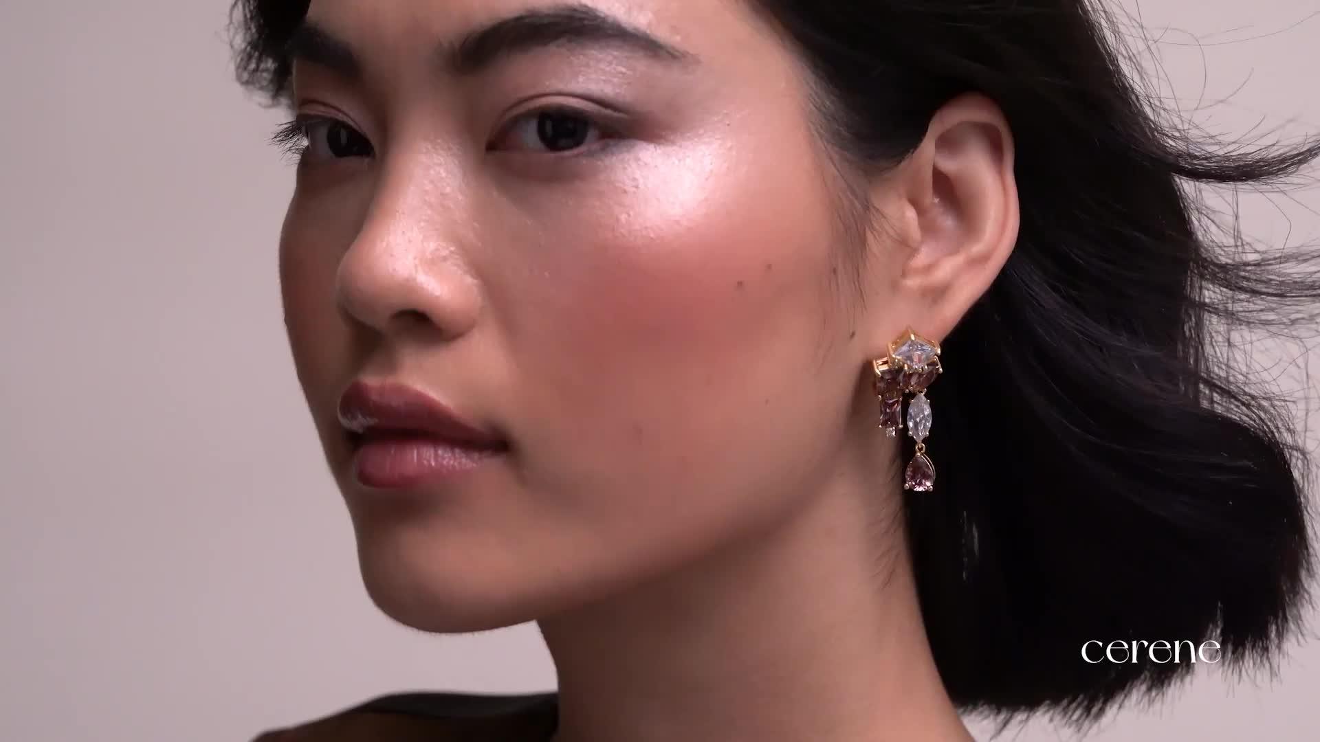 Image thumbnail 7 of 7 of Cerene LUMA: Statement Crystal Drop Earrings